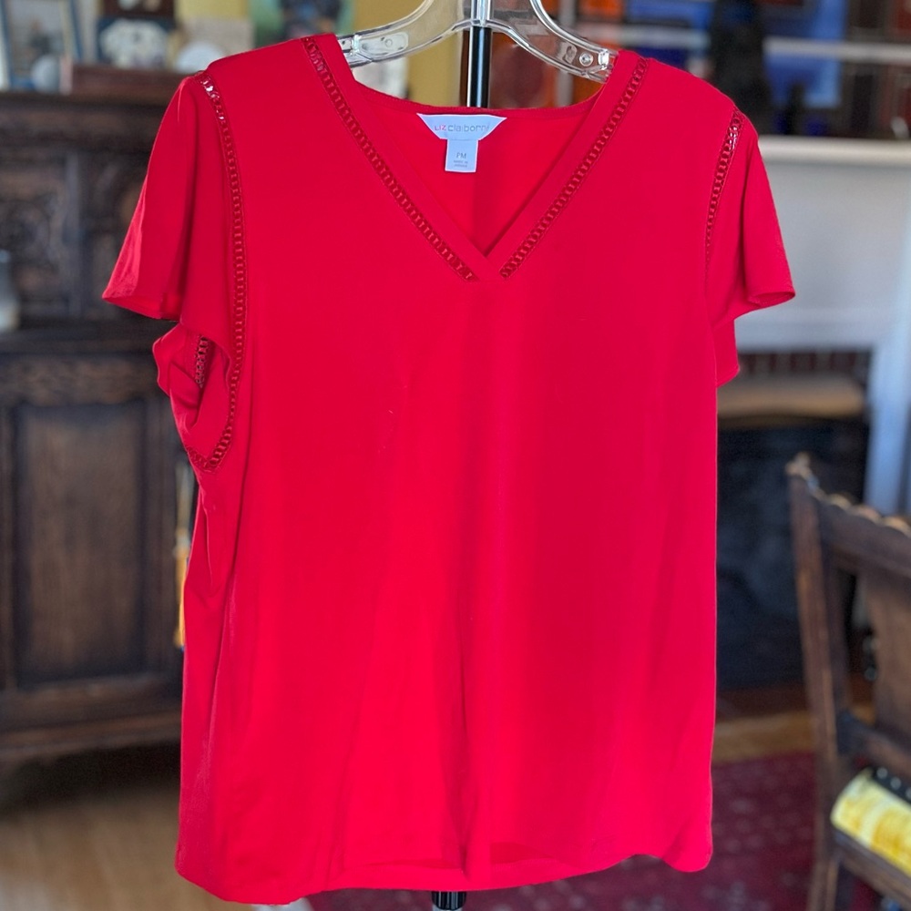 Liz Claiborne Red V-Neck Top